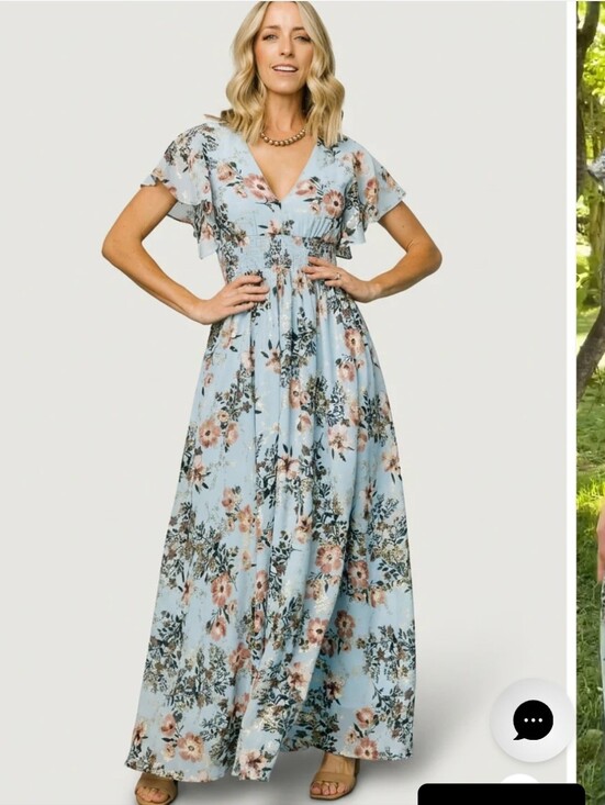 Baltic Born Dresses & Skirts - Baltic Born Lynlee Metallic Maxi Dress Blue Bridesmaid Wedding Size Medium
